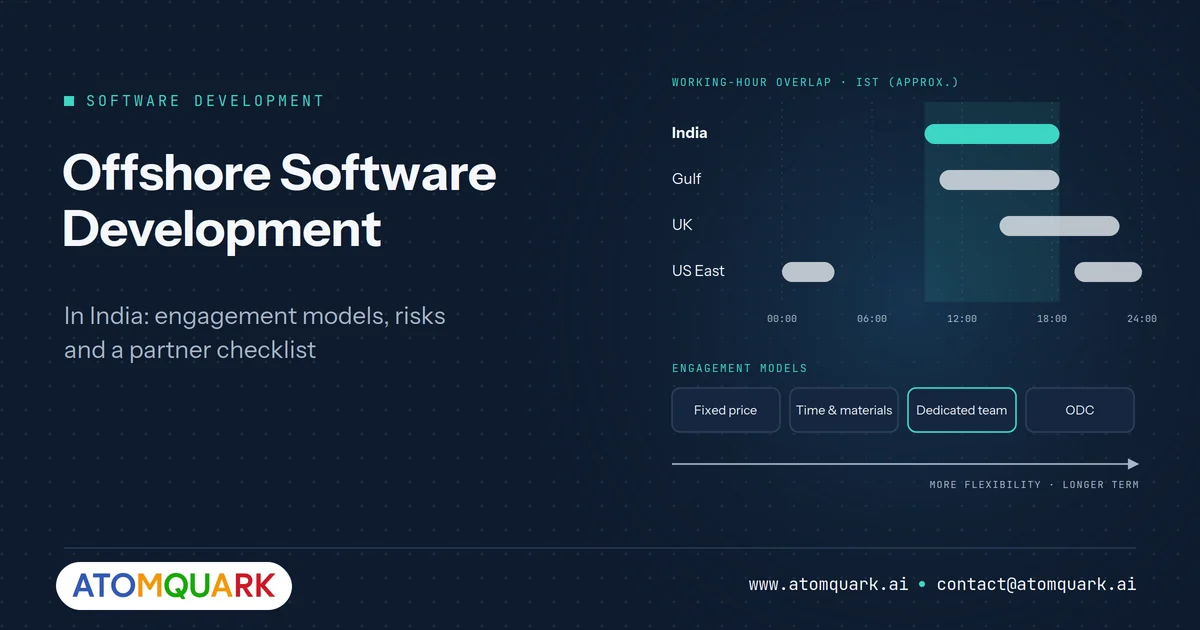 Comparison of offshore software development India engagement models: fixed price, time and materials, dedicated team and offshore development centre